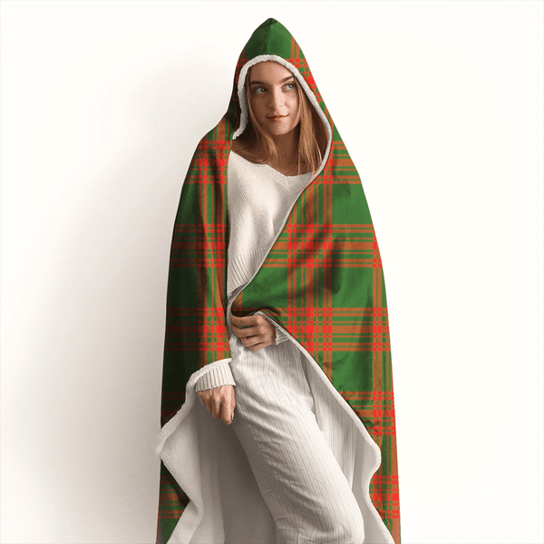 Menzies Green Modern Tartan Classic Hooded Blanket