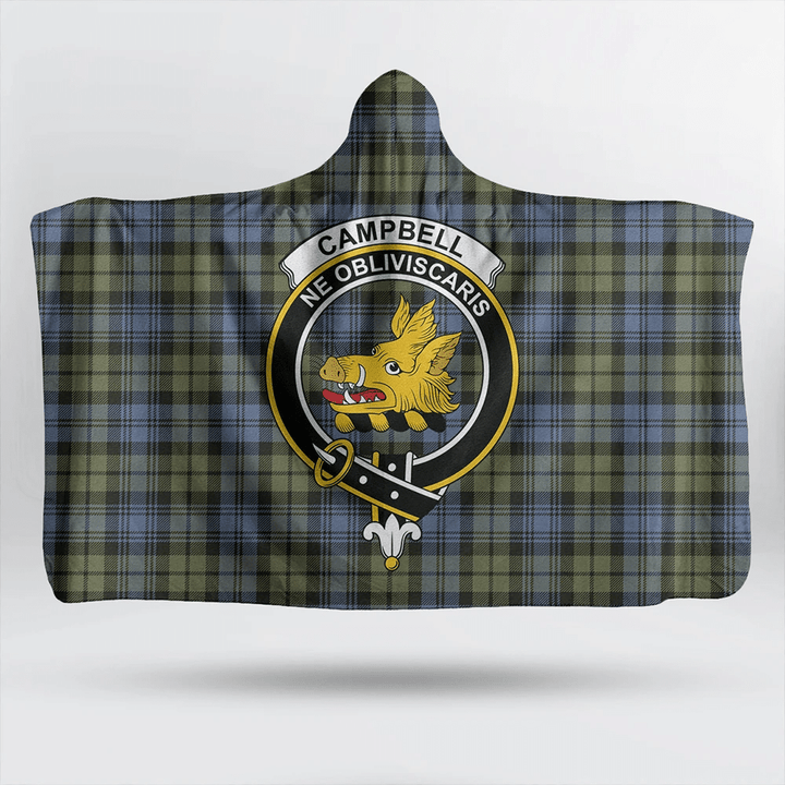Campbell Faded Tartan Classic Crest Hooded Blanket