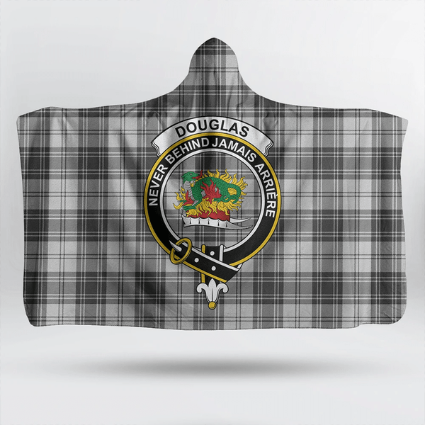 Douglas Grey Modern Tartan Classic Crest Hooded Blanket