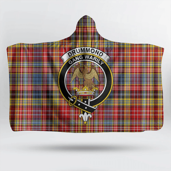 Drummond of Strathallan Tartan Classic Crest Hooded Blanket