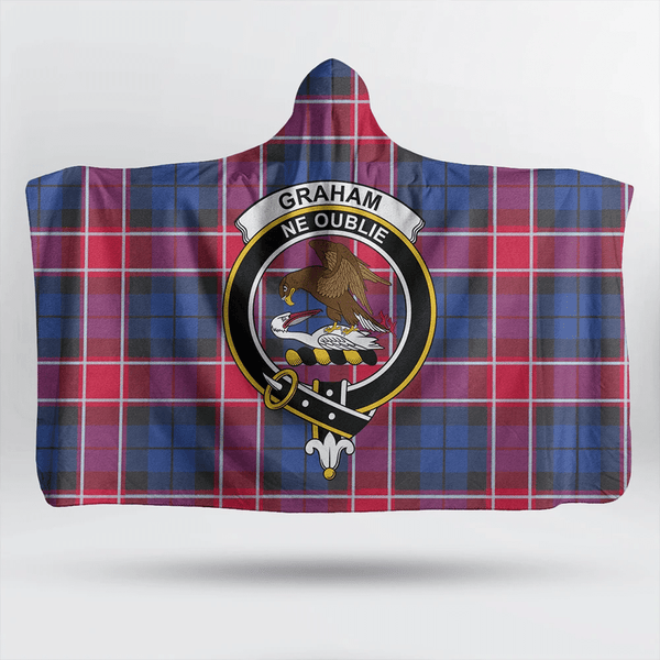 Graham of Menteith Red Tartan Classic Crest Hooded Blanket