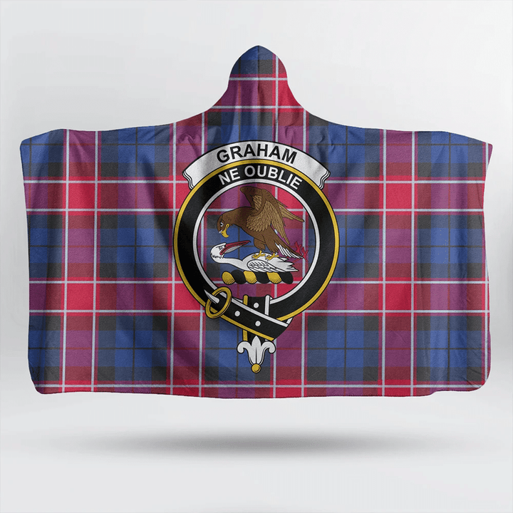 Graham of Menteith Red Tartan Classic Crest Hooded Blanket