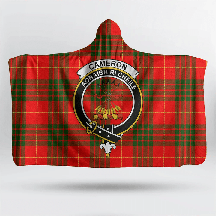 Cameron Modern Tartan Classic Crest Hooded Blanket