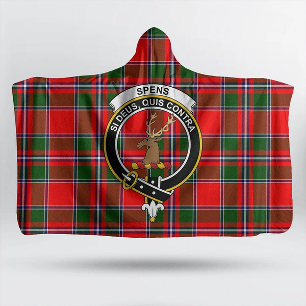 Menzies Black & White Ancient Tartan Classic Crest Hooded Blanket