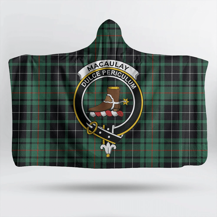 MacAulay Hunting Ancient Tartan Classic Crest Hooded Blanket
