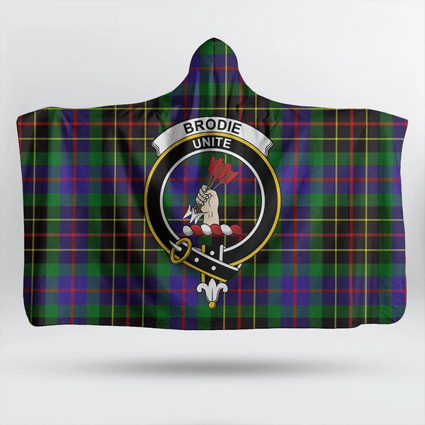 Brodie Hunting Modern Tartan Classic Crest Hooded Blanket