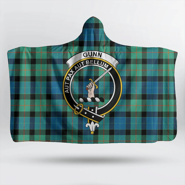 Gunn Ancient Tartan Classic Crest Hooded Blanket
