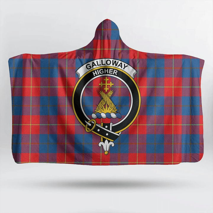 Galloway Red Tartan Classic Crest Hooded Blanket