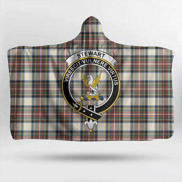 Menzies Green Modern Tartan Classic Crest Hooded Blanket