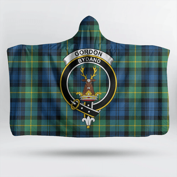 Gordon Ancient Tartan Classic Crest Hooded Blanket