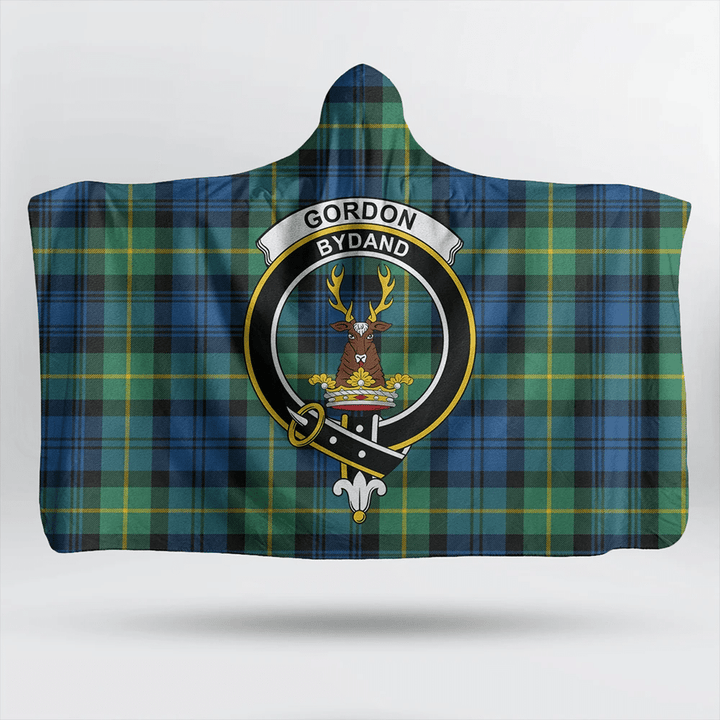 Gordon Ancient Tartan Classic Crest Hooded Blanket