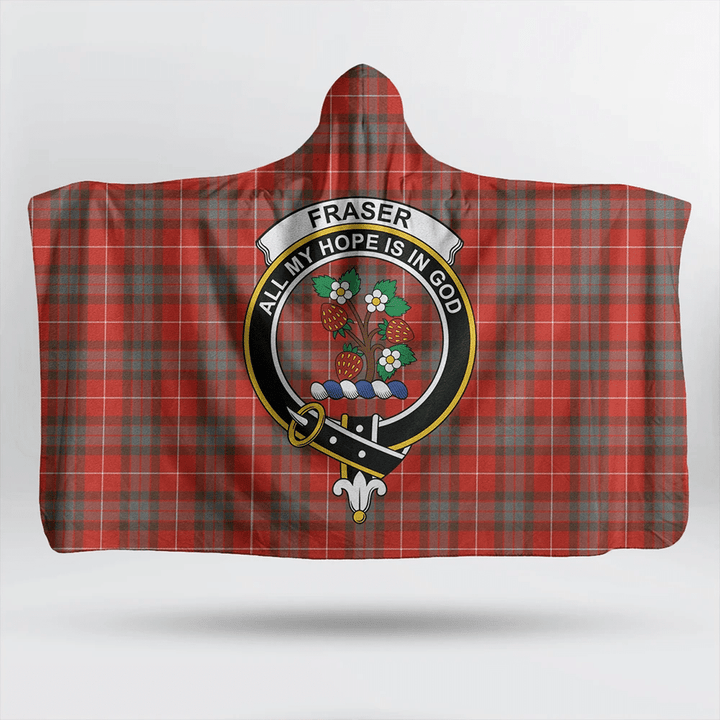 Fraser Weathered Tartan Classic Crest Hooded Blanket