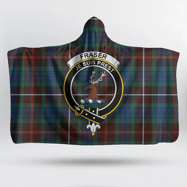 Fraser Hunting Ancient Tartan Classic Crest Hooded Blanket