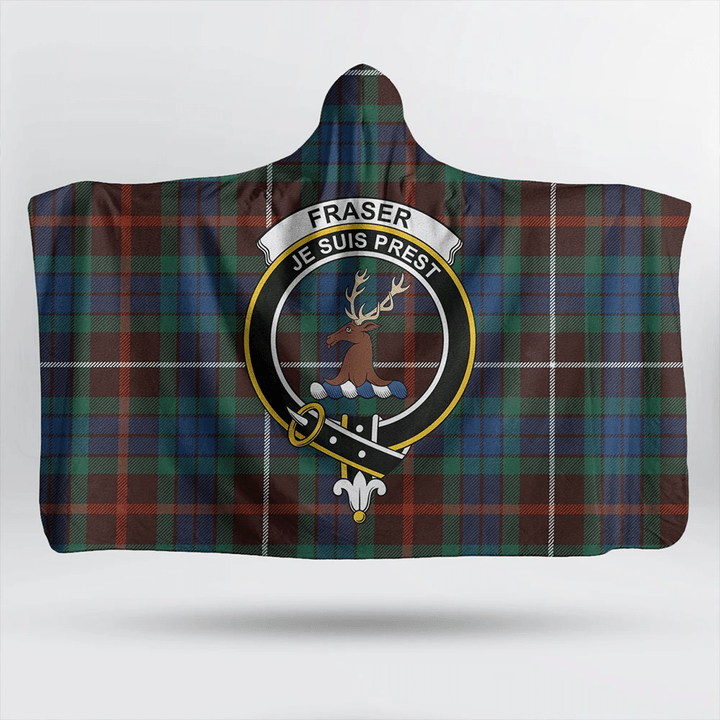 Fraser Hunting Ancient Tartan Classic Crest Hooded Blanket