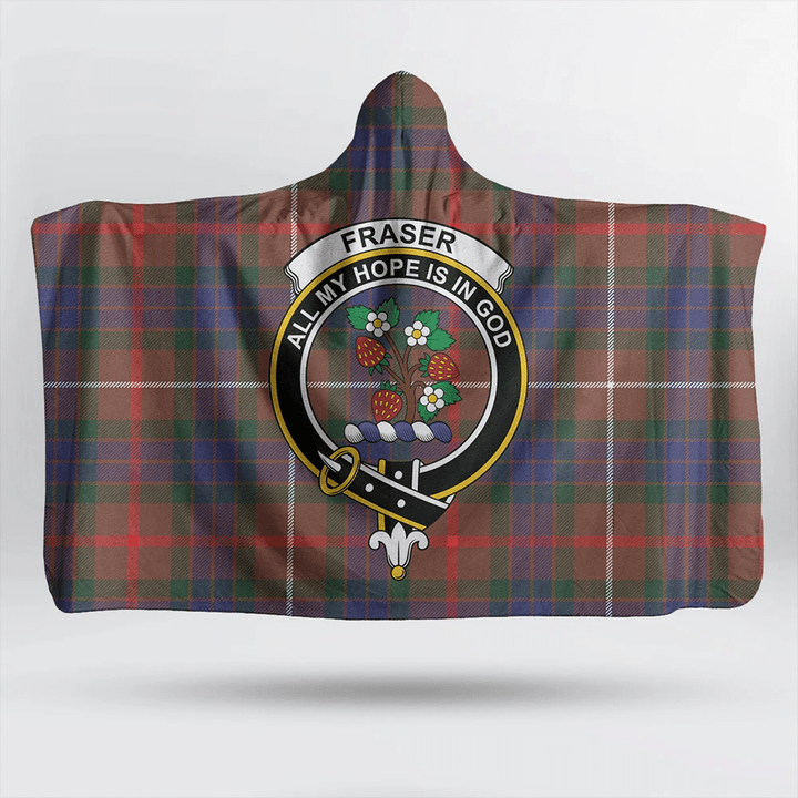 Fraser Hunting Modern Tartan Classic Crest Hooded Blanket