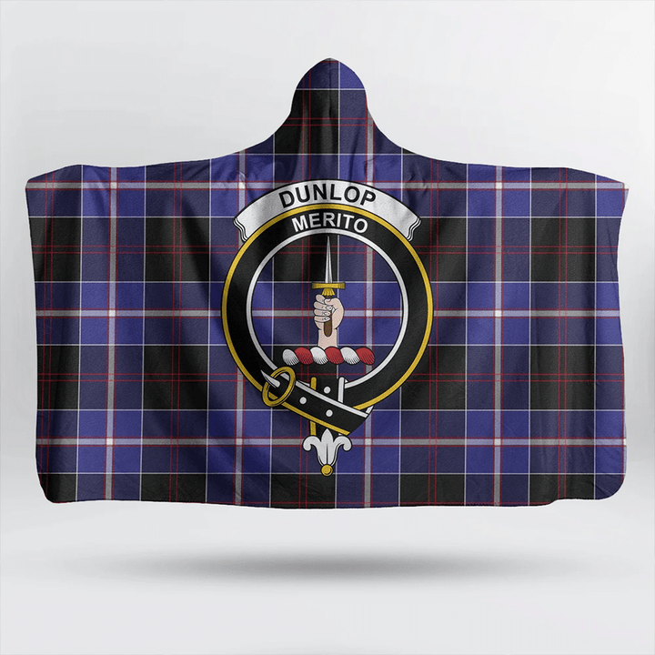 Dunlop Modern Tartan Classic Crest Hooded Blanket