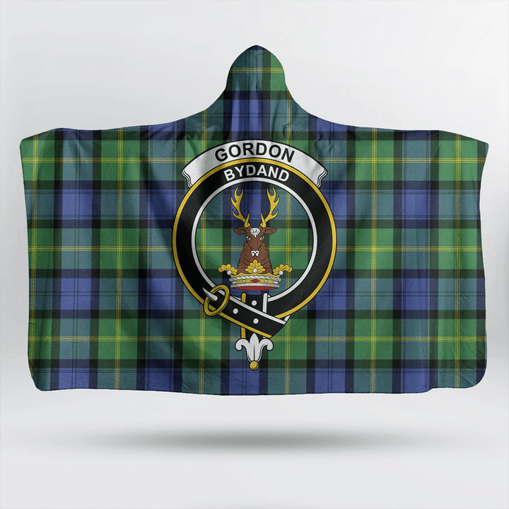 Gordon Old Ancient Tartan Classic Crest Hooded Blanket