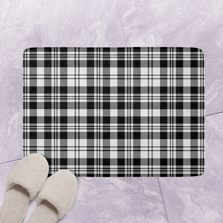 Scott Black & White Modern Tartan Classic Bathroom Mat