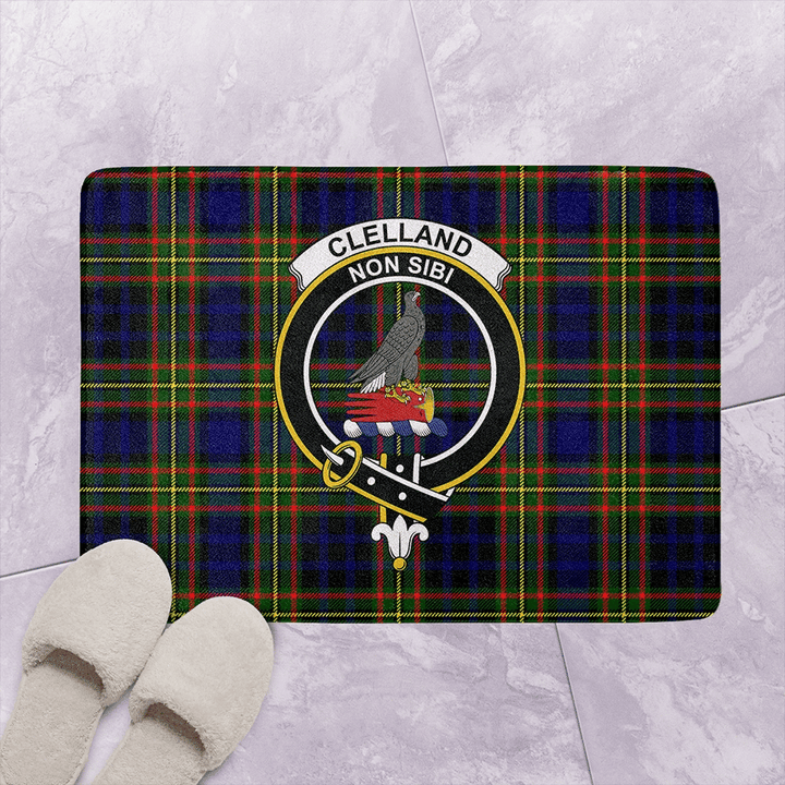 Clelland Modern Tartan Classic Crest Bathroom Mat
