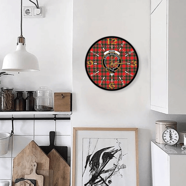 Spens Modern Tartan Crest Clock Language Style