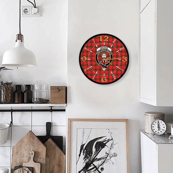 MacNab Modern Tartan Crest Clock Language Style