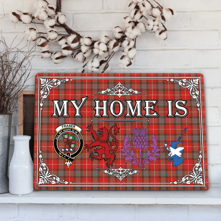 Fraser Weathered Tartan Crest Printed Metal Sign My Home Style