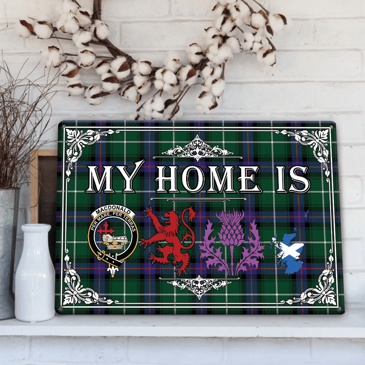 MacDonald of the Isles Hunting Modern Tartan Crest Printed Metal Sign My Home Style