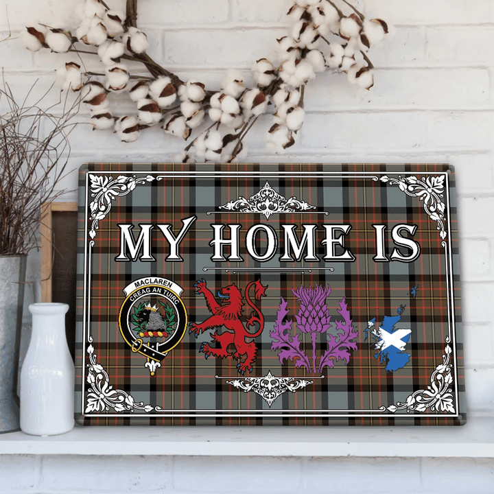 MacLaren Weathered Tartan Crest Printed Metal Sign My Home Style