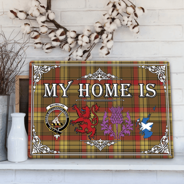 MacMillan Old Weathered Tartan Crest Printed Metal Sign My Home Style
