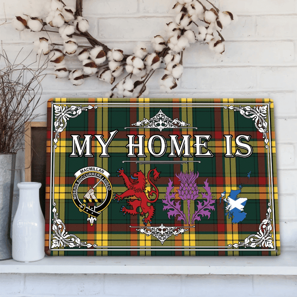 MacMillan Old Modern Tartan Crest Printed Metal Sign My Home Style