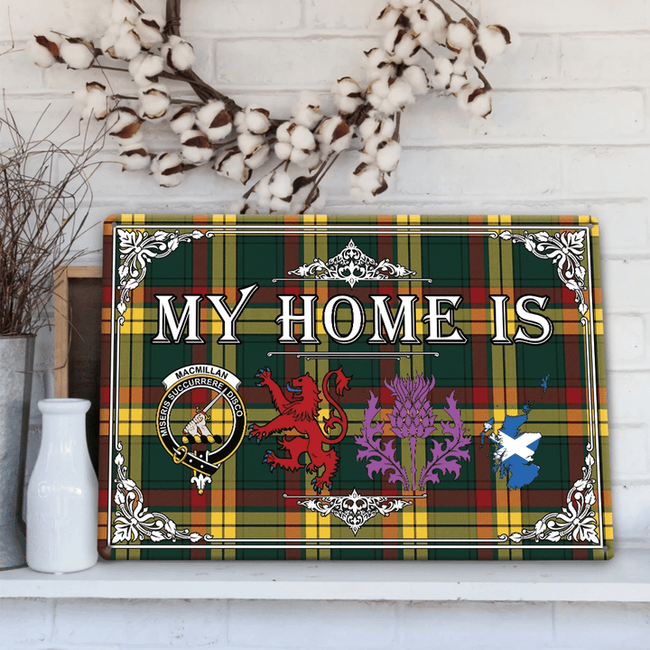 MacMillan Old Modern Tartan Crest Printed Metal Sign My Home Style