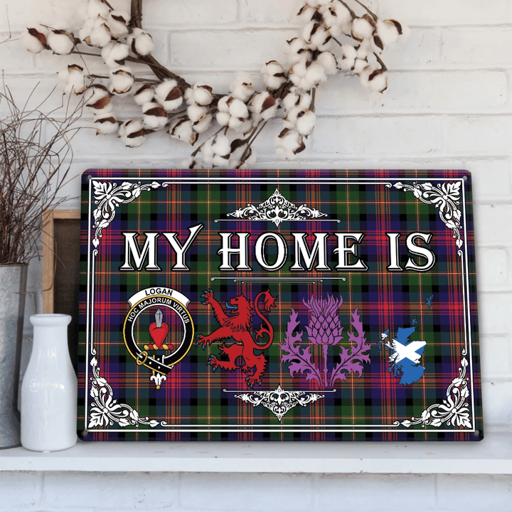 Logan Modern Tartan Crest Printed Metal Sign My Home Style
