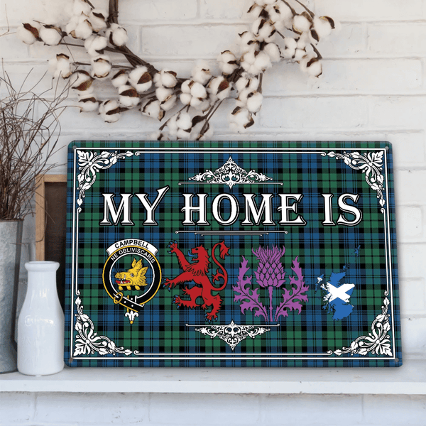 Campbell Ancient 02 Tartan Crest Printed Metal Sign My Home Style
