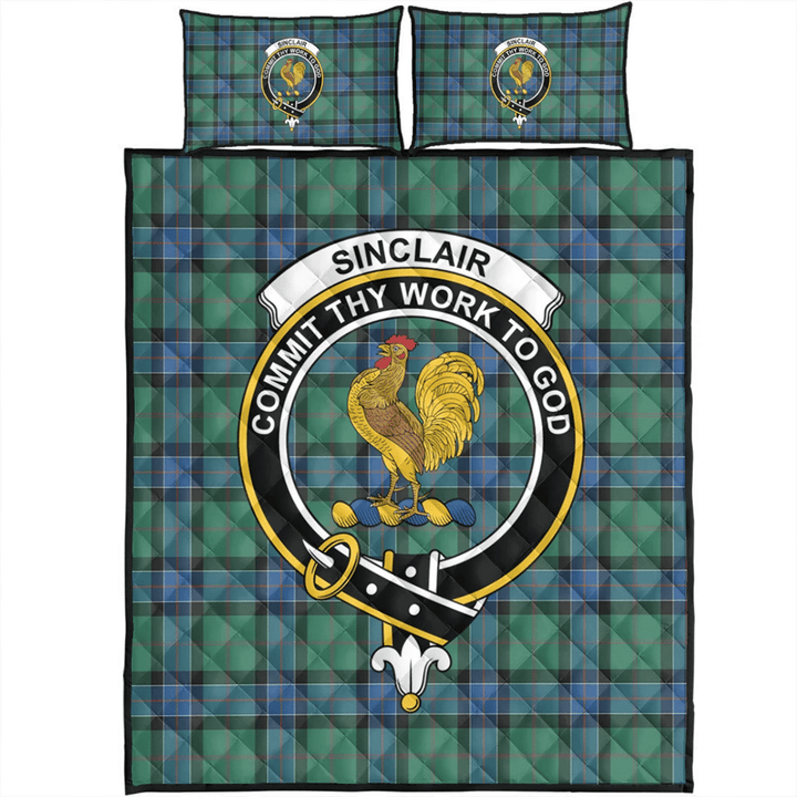 Sinclair Hunting Ancient Tartan Classic Crest Quilt Bed Set