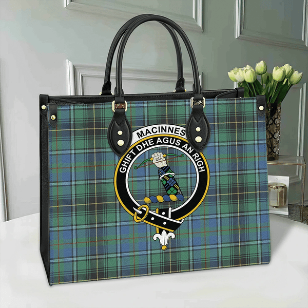 MacInnes Ancient Tartan Classic Crest Leather Bag