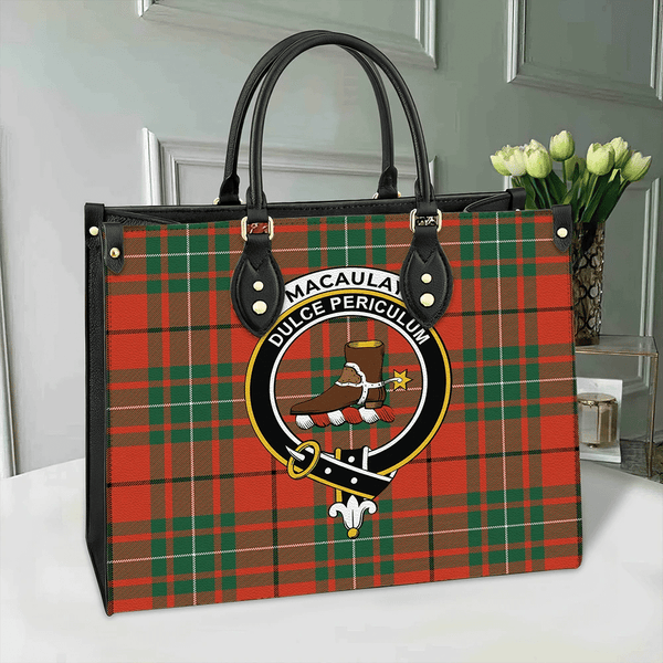 MacAulay Ancient Tartan Classic Crest Leather Bag