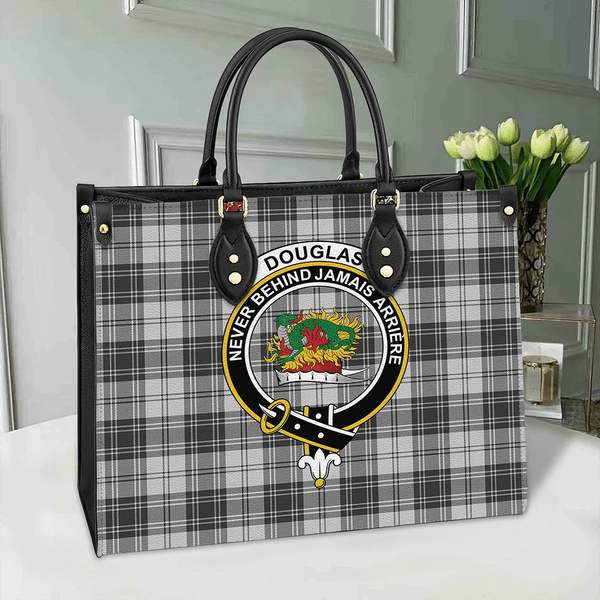 Douglas Grey Modern Tartan Classic Crest Leather Bag