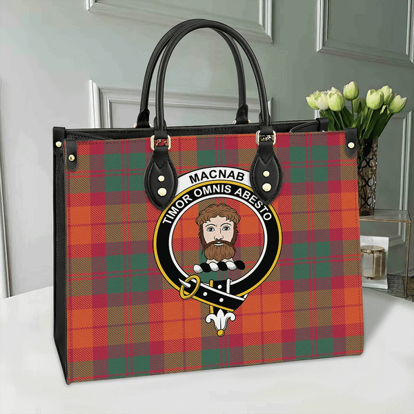 MacNab Ancient Tartan Classic Crest Leather Bag