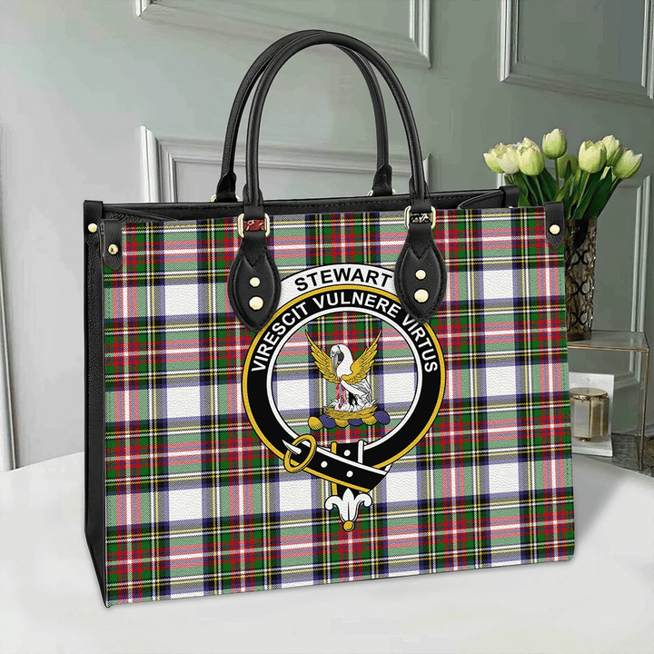 Stewart Dress Modern Tartan Classic Crest Leather Bag