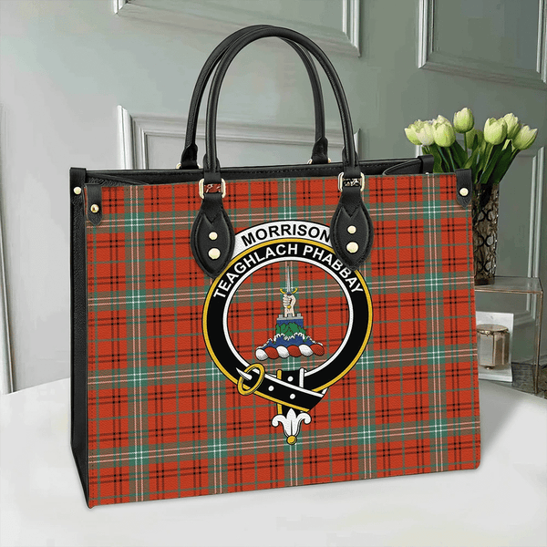 Morrison Red Ancient Tartan Classic Crest Leather Bag