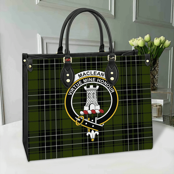 MacLean Hunting Ancient Tartan Classic Crest Leather Bag