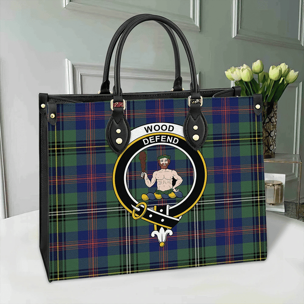 Wood Modern Tartan Classic Crest Leather Bag