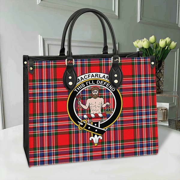 MacFarlane Modern Tartan Classic Crest Leather Bag