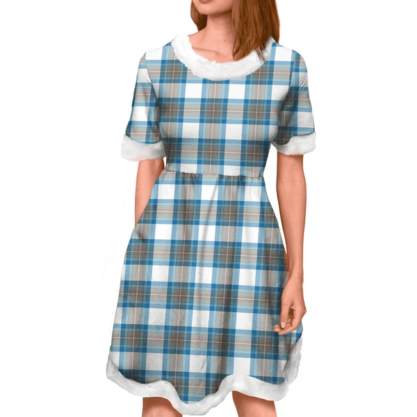 Stewart Muted Blue Tartan Classic Christmas Dress