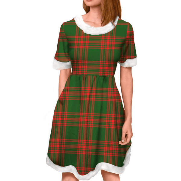 Menzies Green Modern Tartan Classic Christmas Dress