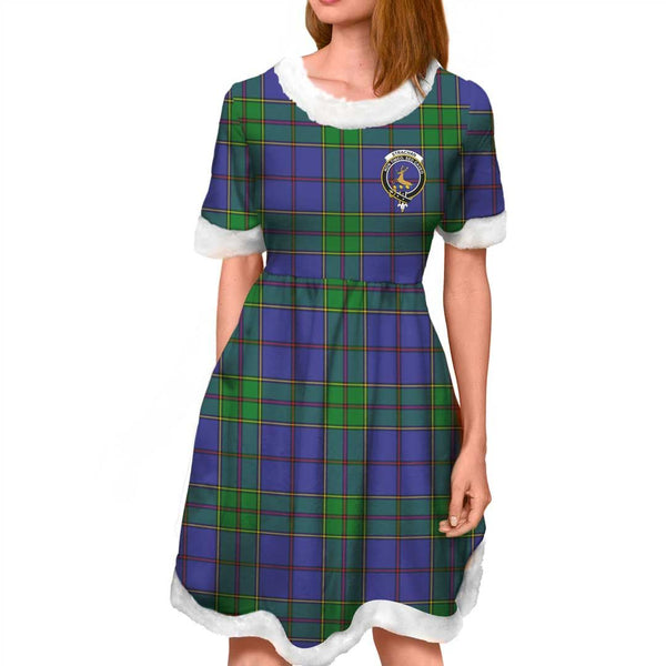 Strachan Clan Tartan Crest Christmas Dress