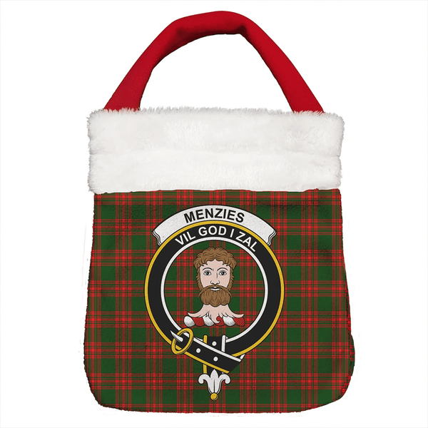 Menzies Green Modern Tartan Classic Crest Christmas Gift Bag
