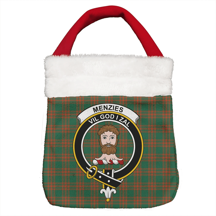 Menzies Green Ancient Tartan Classic Crest Christmas Gift Bag