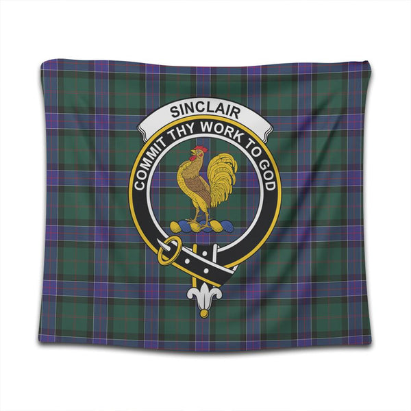 Sinclair Hunting Modern Tartan Classic Crest Tapestry