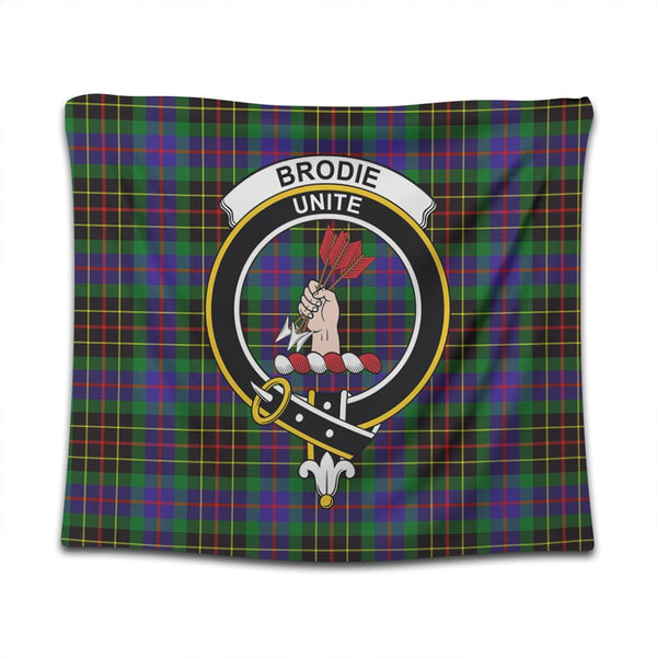 Brodie Hunting Modern Tartan Classic Crest Tapestry